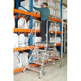 Euroline Mobile Podesttreppe 2 x 7 Stufen  Grau Aluminium
