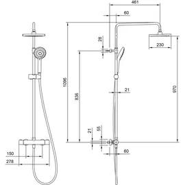 Villeroy & Boch Universal Showers TH, m Umstell., 3-strg., Wandmont., chr