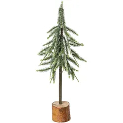 CREATIV green künstliche Pflanze Fichtenstämmchen auf Holzsockel, 50 cm, schnee, 6er Set