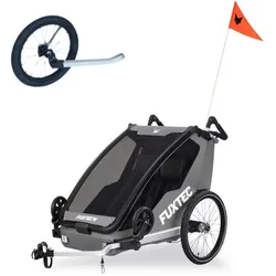 FUXTEC Fahrradanhänger/Jogger FX-FA1-SET-GRAU mit Jogger-Rad