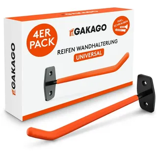 Gakago Reifenhalter Wandhalterung – 4er Felgenhalter Wand Set inkl. Schrauben & Dübel mit Montageanleitung - Extra Lange Reifen Wandhalterung - Halter für Autoreifen & Felgen zum Lagern