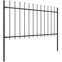 vidaXL Gartenzaun mit Speerspitzen Stahl 1,8 m Schwarz