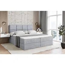 altdecor Boxspringbett mit Matratze und Topper, Polsterbett mit Bettkasten, Bett mit Stauraum H3-Matratze, Doppelbett, Springboxbett - NOVA - Grau Monolith