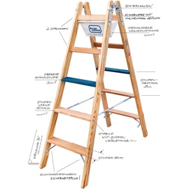 Iller-Leiter Holz Stufen Stehleiter 2108-7