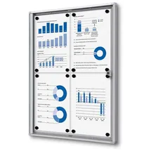 Showdown Displays Showdown Schaukasten für Innen Economy SCXS - 4x DIN A4 - Aluminium - Silber