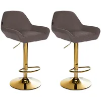 CLP 2er Set Barhocker Braga Gold Stoff braun