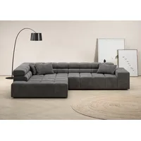 INOSIGN Ecksofa »Ancona incl. Kopfteilverstellung, Zierkissen Breite 319cm, L-Form«, wahlweise motorische Sitztiefenverstellung, auch in Cord + Easy Care, grau