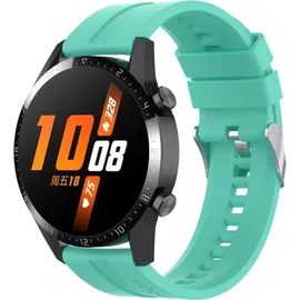 König Design Sport Ersatz Armband für Huawei Watch GT 3 46 mm Silikon Band Loop, Farbe:Blau Rose Gold - Grün