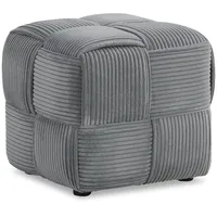 Homestyle4u Sitzhocker Pouf Cord 46 x 41 x 46 cm Grau