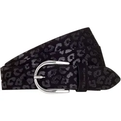 Ledergürtel TAMARIS, Damen, Gr. 105, schwarz, Rindsleder, modisch, Gürtel, schiemernde Prägung im Animal-Design