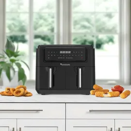 TurboTronic Heißluftfritteuse XXL doppel Airfryer 7,6L schwarz