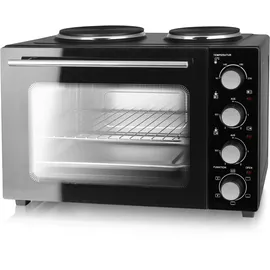 EMERIO MO-125236.4 Mini-Backofen mit 2 Kochplatten | Schwarz