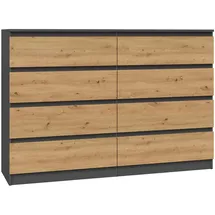 CDF Kommode mit 8 Schubladen 138 x 97 x 40 cm Anthrazit / Artisan-Eiche