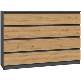 CDF Kommode mit 8 Schubladen 138 x 97 x 40 cm Anthrazit / Artisan-Eiche