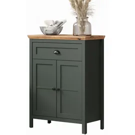 trendteam Kommode Stanton in grün und Eiche Landhaus Flur Diele 77 x 102 cm - tannengrün, Eiche