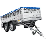 Leichter Anhänger 264x150 UNITRAILER GARDEN 265/2 KIPP mit Gitterwänden, H-0-Rahmen und blauer Plane