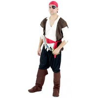 Foxxeo Piraten Kostüm für Herren mit Hose Hemd mit Weste Gürtel und Hut für Fasching und Karneval Größe XL