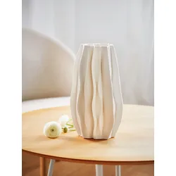 Plissee weiße Vase mit feiner Struktur