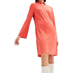 nachhaltiges Damen Mini-Kleid Sommer-Kleid Jersey-Kleid mit Hemdkragen und ausgestellten Ärmeln 928818 Lachs - 36/38