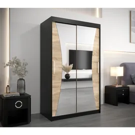 abiks möbel Schwebetürenschrank MONACO 120 x 200 x 62 cm Schwarz