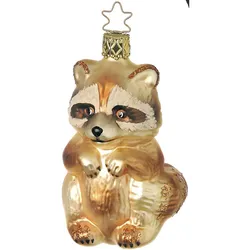Inges Glas Christbaumschmuck Waschbär Glas 9cm braun
