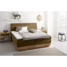 OTTO home Boxspringbett OTTO HOME "JENNA in verschiedenen Farben und Breiten erhältlich", braun (bronzo), B:204cm L:216cm, Komplettbetten, Boxspringbett, LED-Beleuchtung, mit zertifizierten, recycelten Bezugsstoffen