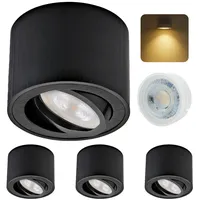 Sweet Led 4x Deckenspots Schwarz Gebürstet – Aufbauspots Flach