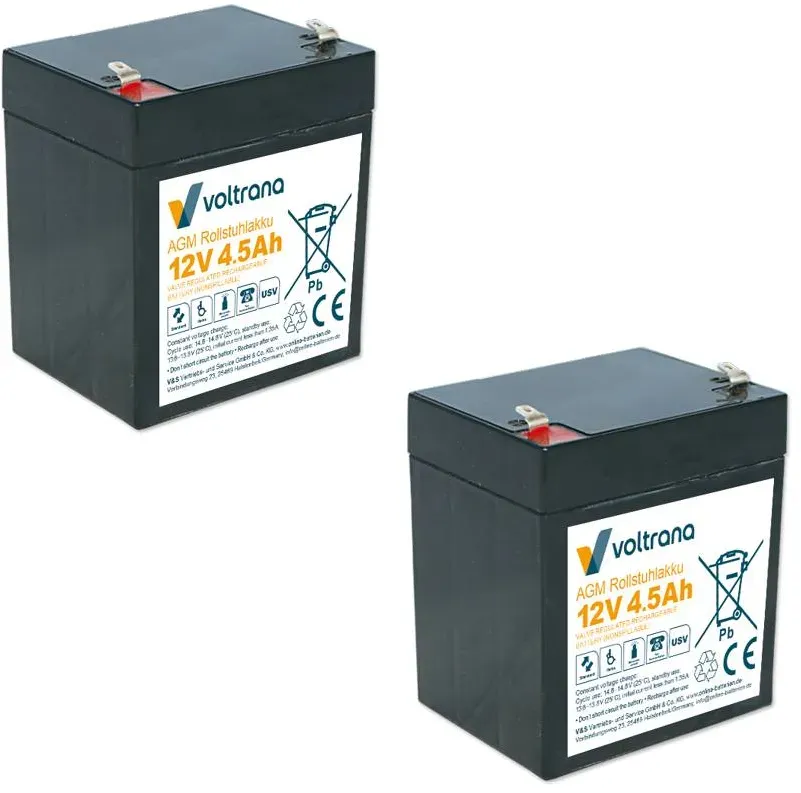 Rollstuhlakku passend für AKS Lifter dualo 24V 2 x 12V 4,5Ah – Voltrana Ersatzakku
