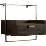 Wohnling Wohnling, Nachttisch Dunkelbraun, Metall, Mangoholz, massiv, 1 Schubladen, rechteckig, 44x45x35 cm Stauraum, Wohnzimmer, Wohnzimmertische, Beistelltische