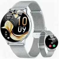 Smartwatch Damen Telefonfunktion, Fitness Tracker Damen Menstruationszyklus Pulsuhr Schlafmonitor SpO2, 1.32"AMOLED Smart Watch,120+Sportmodi Fitness Watch, IP68 Wasserdicht Uhr für iOS Android Silber