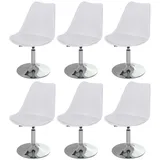 Mendler 6er-Set Drehstuhl Malmö T501, Stuhl Küchenstuhl, höhenverstellbar, Kunstleder ~ weiß, Chromfuß