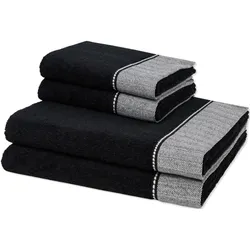 Möve Brooklyn Handtuch-Set (4-teilig) Black Schwarz 