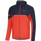 GORE WEAR R7 Herren Lauf-Kapuzenjacke Partial GORE-TEX INFINIUM, S, Feuerrot/Marineblau