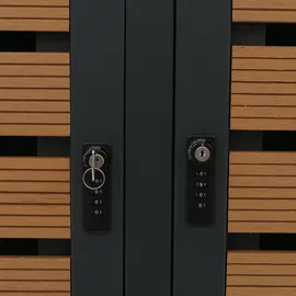 Mendler Mülltonnenverkleidung HWC-K14 124 x 134 x 84 cm teak-optik