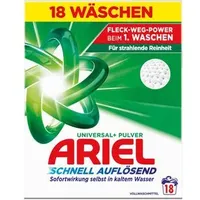 Ariel Waschmittel Universal+, Vollwaschmittel, Pulver, schnell auflösend, 0,9 kg Waschladungen 18