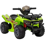 Homcom Mini Elektro-Quad Kinder Elektro ATV Kinderwagen Frontlicht Kinderfahrzeug Elektroquad für 18-36 Monate Kinder Metall PP-Kunststoff Grün 70 x 42 x 45 cm