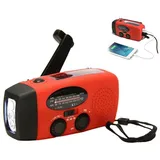 Kurbelradio mit Solar und LED Taschenlampe, Handkurbel Dynamo Notfallradio Batterie Power 2000MAH NI MH Weltempfänger für Camping und Outdoor