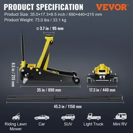 Vevor Wagenheber Stahl 3 Tonnen schwarz