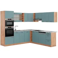 Vicco Winkelküche R-Line L-Form 237 x 247 cm Blau-Grau/Goldkraft Eiche