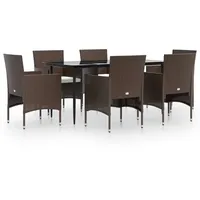 VidaXL 7-tlg. Garten-Essgruppe mit Kissen Braun und Schwarz