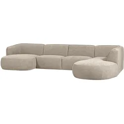 Sofa Polly U-Form aus Webstoff Rechts, Sand