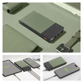 GP Powerbank M2+ 10C, 10000mAh 2xUSB-C/1xUSB-A grün LED-Anzeige - Grau