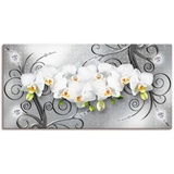 Artland Wandbild »weiße Orchideen auf Ornamenten«, Blumenbilder, (1 St.), als Alubild, Outdoorbild, Leinwandbild, Poster, Wandaufkleber, grau