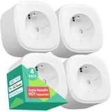 meross Smart WLAN Steckdose, Intelligente Steckdose, Alexa Steckdose 4er Pack, kompatibel mit Alexa, Google und SmartThings, Sprachsteuerung, Fernbedienung und Zeitplan, 2,4Ghz 3680W 16A