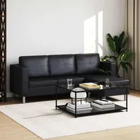 Sofa 3er L-Form Ledersofa Ecksofa Couch Wohnlandschaft Schwarz/Weiß vidaXL
