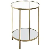 Haku-Möbel HAKU Couchtisch rund Beistelltisch mit Glasplatte Gold Metall Sicherheitsglas 5 mm Spiegel 5 mm - Maße: H 55 x Ø 39 cm Style: Art Deco