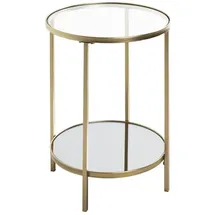 Haku-Möbel HAKU Couchtisch rund Beistelltisch mit Glasplatte Gold Metall Sicherheitsglas 5 mm Spiegel 5 mm - Maße: H 55 x Ø 39 cm Style: Art Deco