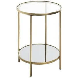 Haku-Möbel HAKU Couchtisch rund Beistelltisch mit Glasplatte Gold Metall Sicherheitsglas 5 mm Spiegel 5 mm - Maße: H 55 x Ø 39 cm Style: Art Deco