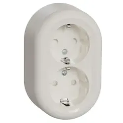 Elso WDE015896 Doppelsteckdose mit BR-Schutz 16A Steckklemme Aufputz komplett RENOVA weiss