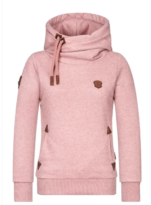 Naketano Damen Kapuzenpullover Darth - Schmutz Pink Melange, Gr. M